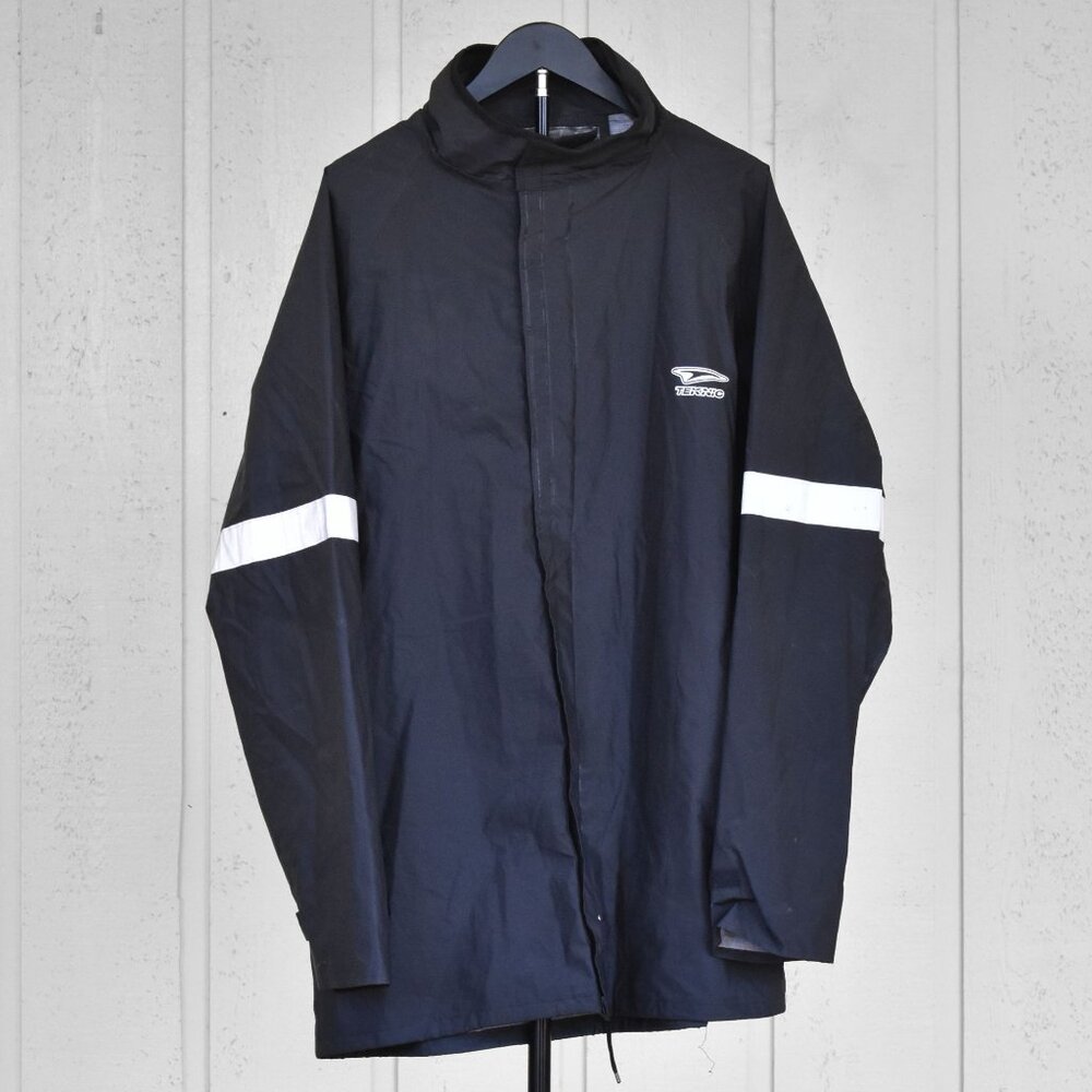 Teknic Motorcycle Rain Jacket Reflective Stripes Black Size XL